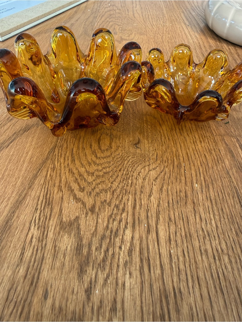 Vintage Murano or Murano-style set of 2 glass nesting dishes